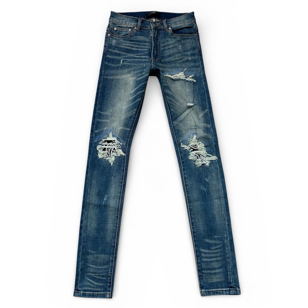 AMIRI Men's Blue Distressed Skinny Jeans